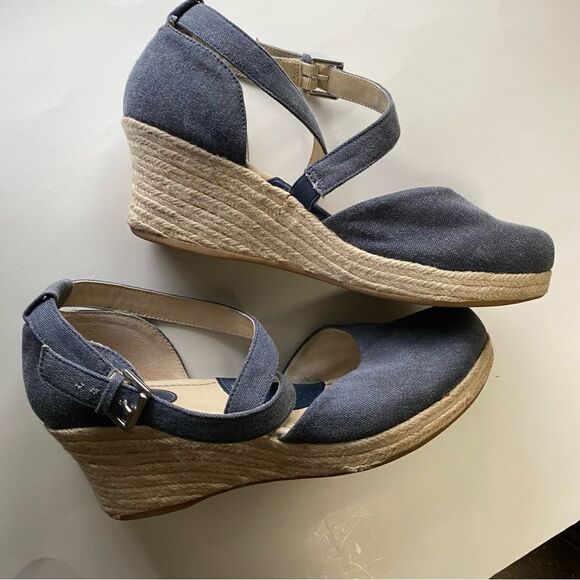 Boc Born of Concept Shoes Bree Espadrille wedge Blue Canvas Casual Z30234-10M - Picture 2 of 13